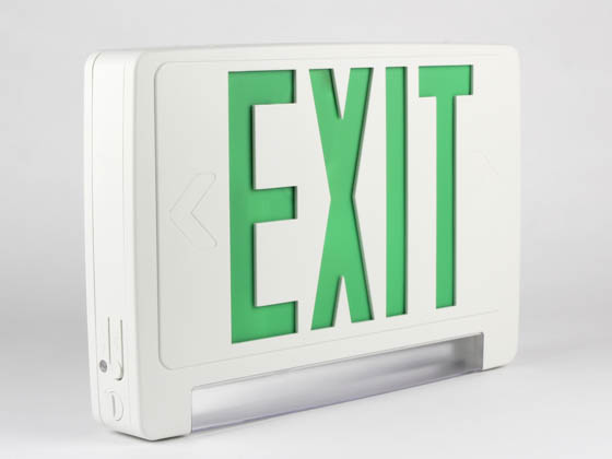 Simkar SCLB2GWRC SK66-00355 LED Exit and Emergency Combo with Lightbar, Green Letters