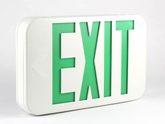 Simkar DLR2GW SK66-00354 Slimline LED Exit Sign With Battery Backup, Green Letters