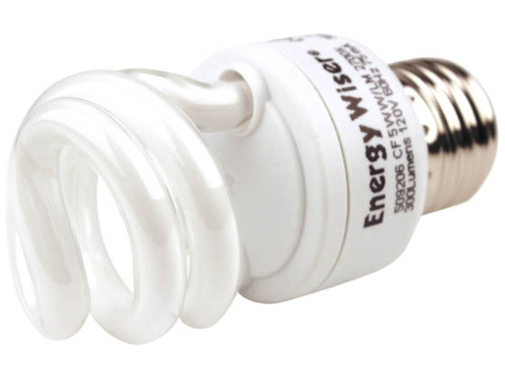 Bulbrite 509206 CF5WW/LM 5W 120V Warm White Spiral CFL Bulb, E26 Base