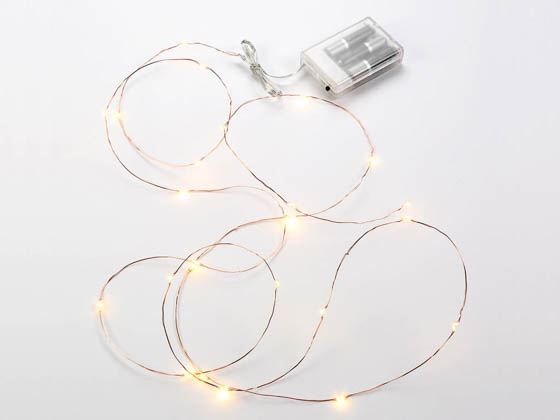 Bulbrite 810061 LED/STAR/COP/S/27K 10 Foot Battery Powered LED String Light, Copper