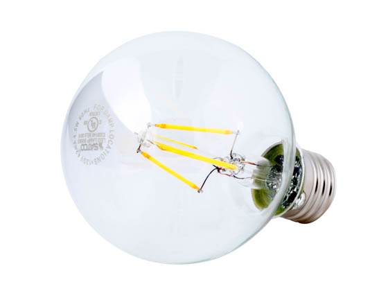 Satco Products, Inc. S9563 4.5G25/CL/LED/E26/27K/120V Satco Dimmable 4.5W 2700K G25 Filament LED Bulb, Rated for Enclosed Fixtures