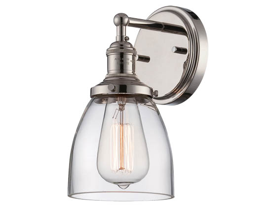 Nuvo Lighting 60-5414 Nuvo Vintage - 1 Light Sconce in Polished Nickel w/Clear Glass - Vintage Lamp Included