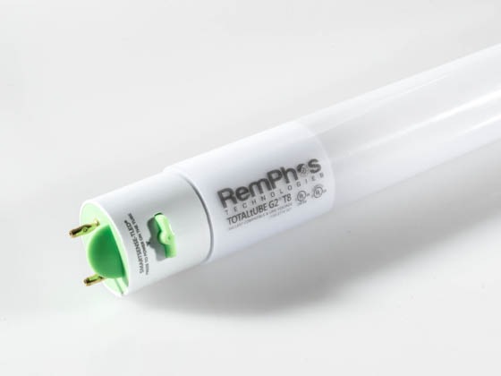 Remphos Technologies RPT-TOTALTUBEG2-T8-48IN-4000K Remphos 12 Watt, 48" T8 4000K Cool White LED Hybrid Bulb, Works With or Without Ballast