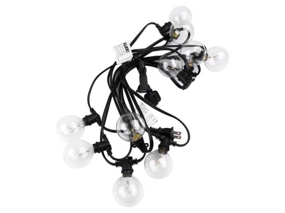 Bulbrite 810054 STRING10_E12_BLACK-G16KT 10 Socket String Lights with Clear E12 Base G16 Incandescent Bulbs Included