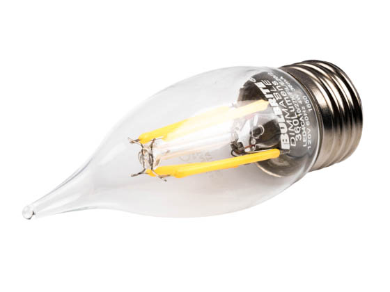 Bulbrite 776675 LED4CA10/27K/FIL/E26/2 Dimmable 4W 2700K Decorative Filament LED Bulb, Enclosed Fixture Rated