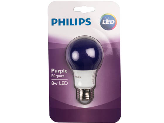 Philips Lighting 463208 BC8A19/LED/PURPLE/ND 120V Philips Non-Dimmable 8W Purple A19 LED Bulb