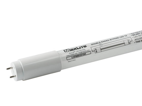 MaxLite 1409555 L12T8DE335-CG4 Maxlite 12W 35.75" T8 3500K Double-Ended LED Bulb, Ballast Bypass