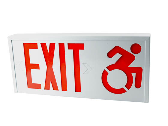 Value Brand 31753 MODIFIED-ISA-EXIT Steel Exit Sign Featuring Modified Wheelchair Accessibility Symbol, White