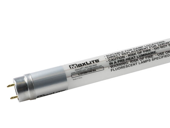 MaxLite 14099555 L12T8DF440-GA Maxlite 12W 48" T8 4000K Glass LED Bulb, Ballast Compatible