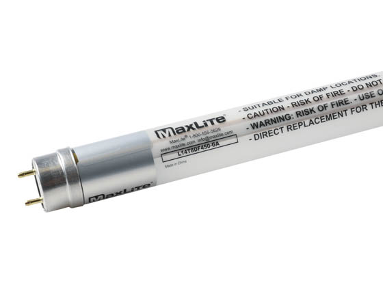 MaxLite 1409608 L14T8DF450-GA Maxlite 14W 48" T8 5000K Glass LED Bulb, Ballast Compatible