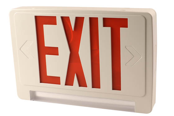 Exitronix LED Combo Exit Sign Single/Double Face Red Letters White Body 120/277V
