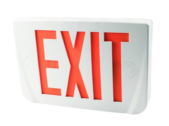 Emergi-Lite WPREMSNXR LED Exit Sign, Red Lettering, 120-277V Only With Battery Backup