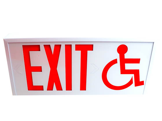 Exitronix CT700E-WB-WH-S/ADA CT700E-WB-WH-S/ADA (Use Product ID 37170) Steel Exit Sign Featuring Wheelchair Accessibility Symbol, White