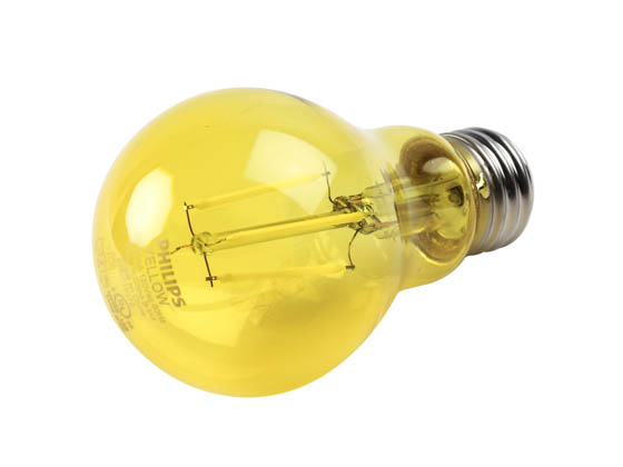 Philips Lighting 538223 4A19/LED/YELLOW/G/E26/ND Philips Non-Dimmable 4 Watt Yellow A19 Filament LED Party/Bug Light Bulb, Outdoor Rated
