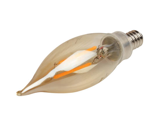 Bulbrite 776803 LED2CA10/22K/FIL-NOS/3 Dimmable 2.5W 2200K Vintage Decorative Filament LED Bulb, Enclosed Rated