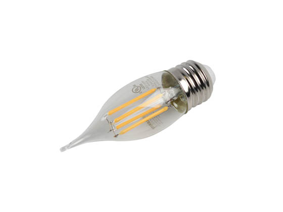 Bulbrite 776875 LED4CA10/27K/FIL/E26/3 Dimmable 4.5W 2700K Decorative Filament LED Bulb, Enclosed Fixture and Wet Rated