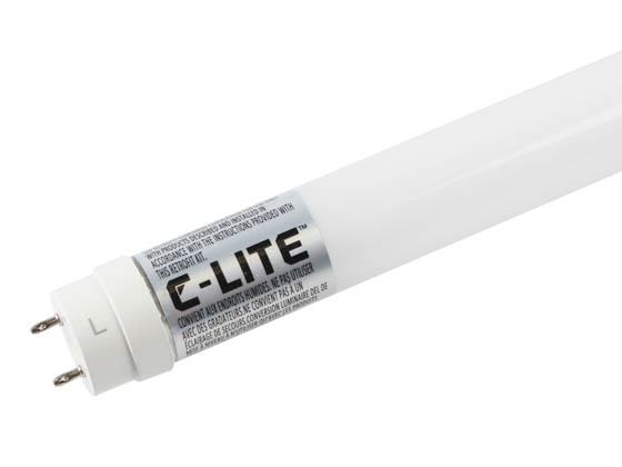 C-Lite By Cree C-T848-A-32W-40K-B1 14W 48" Double-Ended T8 4000K Glass LED Bulb, Ballast Bypass