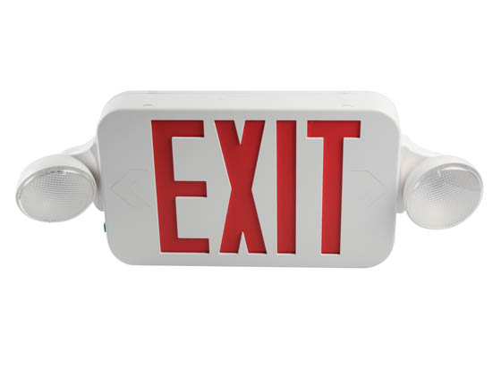 MaxLite 14101488 EXC-RW Maxlite LED Dual Head Exit/Emergency Sign With LED Lamp Heads, Battery Backup, Red Letters, Title 20 Compliant