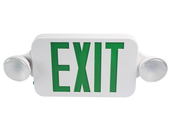 MaxLite 14101489 EXC-GW Maxlite LED Dual Head Exit/Emergency Sign with LED Lamp Heads, Battery Backup, Green Letters, Title 20 Compliant