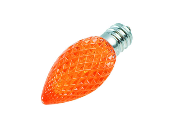 Orange LED Candelabra Base C7 Faceted Light Bulb 