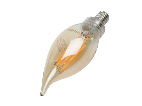 Philips Lighting 537613 4.5BA11/VIN/820/E12/CL/GL/DIM 4/1BC T20 Philips Dimmable 4.5W 2000K Vintage Decorative Filament LED Bulb, Wet Rated, Title 20 Compliant