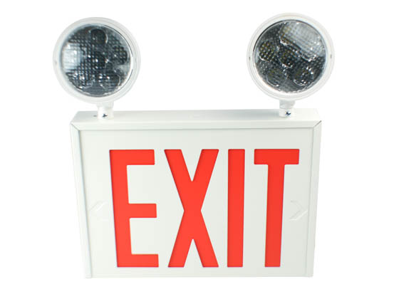 Exitronix VEXCL-8-S-WH-2 New York City Approved Steel Combination LED Exit, Dual Head Lights