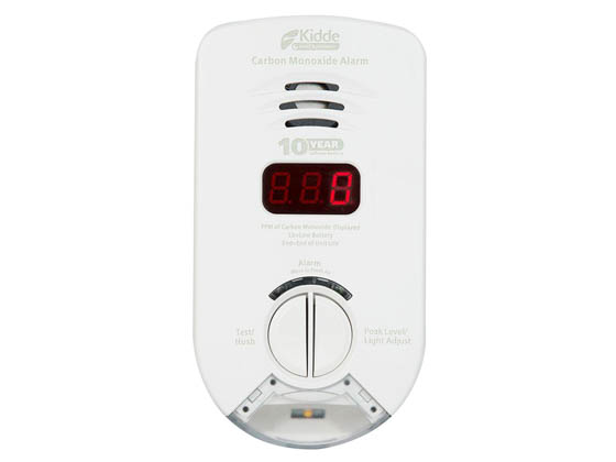 Kidde KN-COP-DP-10YH Hallway Plug-In Carbon Monoxide Alarm With Sealed Lithium Battery Backup, Digital Display, and Escape/Night Light