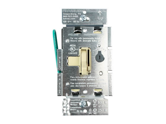 Lutron Electronics AYCL-253P-IV Lutron Ariadni 250W, 120V LED/CFL Slide Dimmer and Toggle On/Off 3-Way Switch