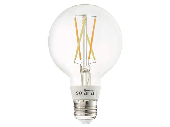 Bulbrite 293120 SL5WG25/W/CL/1P Solana WiFi White Color Adjusted 5.5W Clear G25 Filament LED Bulb, No Hub Needed, Outdoor Rated