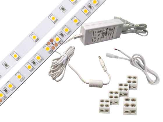 Diode LED DI-KIT-12V-BC1PG60-3000 BLAZE™ BASICS 16.4 ft. 100 LED Tape Light Kit, 12V, 3000K, With Plug-In Adapter