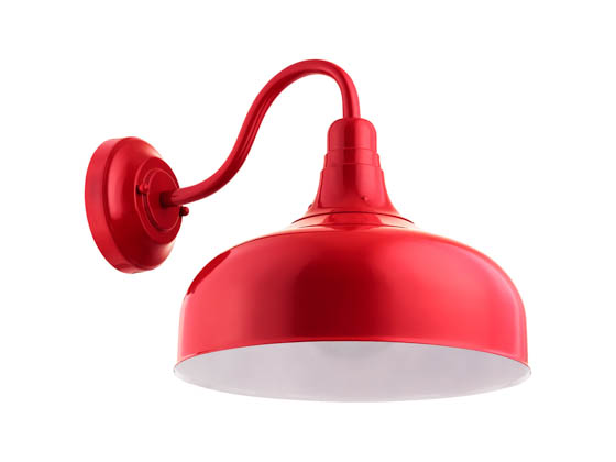 Sunlite 46069-SU FIX/GN/E26/RED 12" Red Gooseneck Barn Fixture, Uses Up To a 23 Watt LED Bulb, Not Included