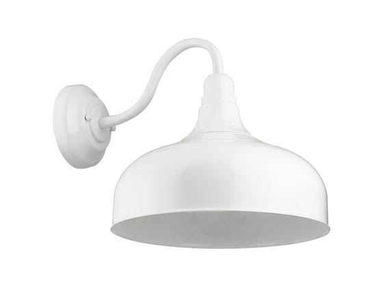 Sunlite 46068-SU FIX/GN/E26/WHITE 12" White Gooseneck Barn Fixture, Uses Up To a 23 Watt LED Bulb, Not Included