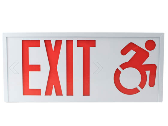 Exitronix CT700E-WB-WH Steel Exit Sign Featuring Modified Racer-Style Wheelchair Accessibility Symbol, White
