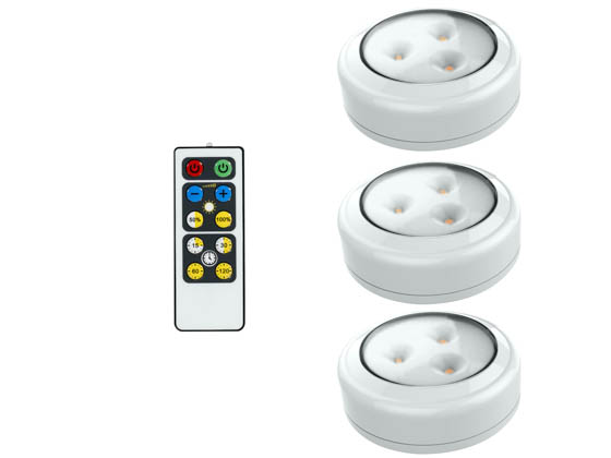 Brilliant Evolution BRRC153IR 3-Pack LED Puck Lights, Wireless/Battery Operated With Remote