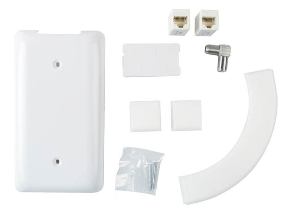 Sleek Socket HUL-STD-W SLEEK-COAXETHER-PLATE-UNVSIZE 1-Gang Wall Plate, for Mixed Coaxial and Ethernet Cables