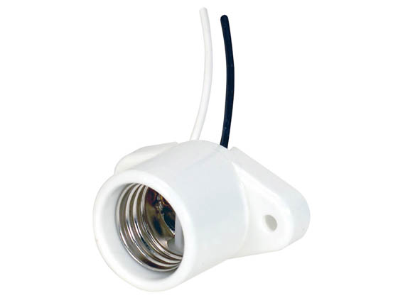 Satco Products, Inc. 80-2164 GLZ KEYLESS PORC RECESS SKT Satco Keyless Porcelain Recessed Socket With Pre-Wired; 2" Center And With Wireway; 6" Leads; Glazed; 660W; 250V