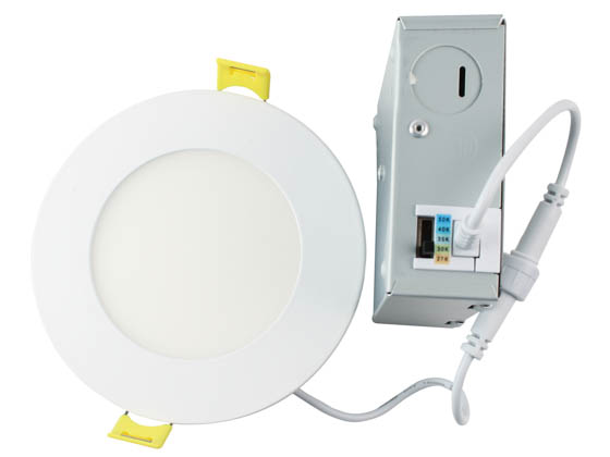 Halco Lighting 89093 FSDLS4FR10/CCT/LED Halco Dimmable 10W 4" Color Selectable (2700K/3000K/3500K/4000K/5000K) 90 CRI Flat LED Downlight, JA8 Compliant