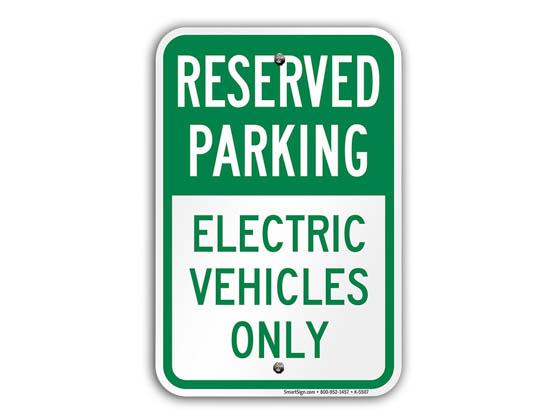 Value Brand K-5507-12x18 Reserved Parking: Electric Vehicles Only 12x18 Inch Green Reflective Aluminum