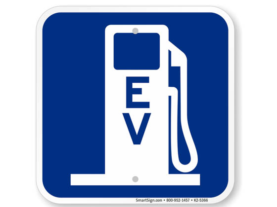 Value Brand K2-5366-12x12 Electric Vehicle Charging Station Sign 12x12 Blue Reflective Aluminum