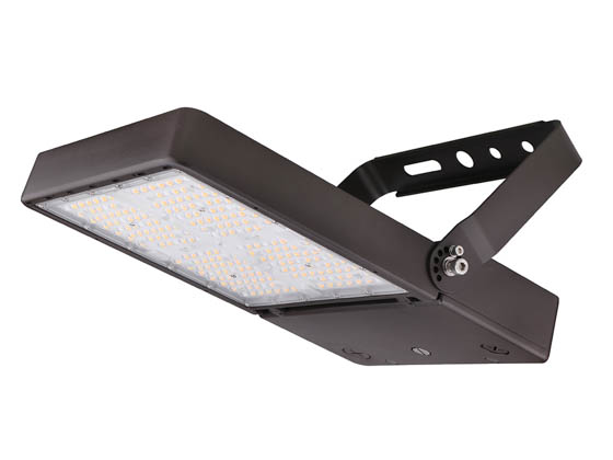 MaxLite 108587 MSF200UW-WCSBYCBRPC Maxlite 750 Watt HID Equivalent, Wattage Selectable (150W/180W/200W) and Color Selectable (3000K/4000K/5000K) Slim LED Flood Light Fixture With Yoke Mount
