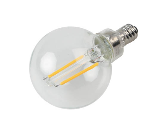 Satco Products, Inc. S21200 3G16.5/LED/CL/927/120V/E12 Satco Dimmable 3W 2700K G-16.5 Clear Filament LED Bulb, Enclosed Fixture Rated, E12 Base, California T20 Listed