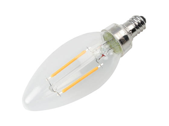 Satco Products, Inc. S21262 3B11/LED/927/CL/120V/E12 Satco Dimmable 3W 2700K B-11  Clear Filament LED Bulb, Enclosed Fixture Rated, E12 Base, California T20 Listed