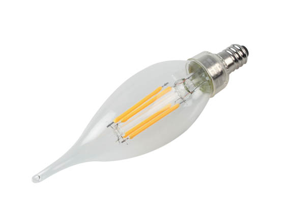 Satco Products, Inc. S21304 5.5CA10/LED/927/CL/120V/E12 Satco Dimmable 5.5W 2700K CA11 Decorative Filament LED Bulb, Enclosed Fixture Rated, T20 Listed