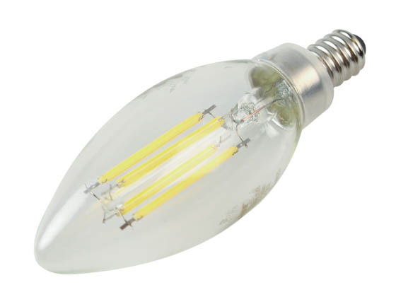Bulbrite 776638 LED5B11/40K/FIL/D/B Dimmable 5W 4000K B-11 Filament LED Bulb, Enclosed Fixture Rated