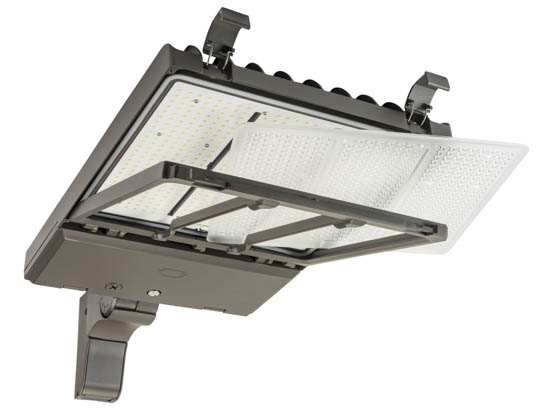 Keystone KT-ALED290PSL2OSBPMA8CSBVDIMP KT-ALED290PS-L2-OSB-PMA-8CSB-VDIM-P OpticSwap LED Area Fixture With Adjustable Arm Mount, Wattage and Color Selectable, Type III, IV & V Lenses Included, 1000W HID Equivalent