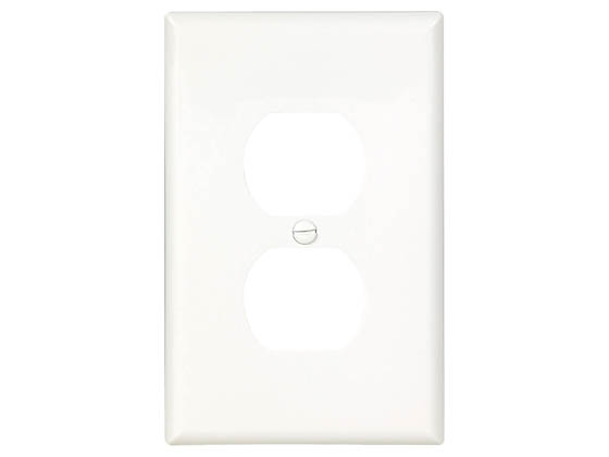 Eaton PJ8W Mid-Size Single-Gang Receptacle Wallplate, White, Polycarbonate