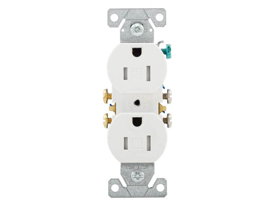 Eaton TR270W Residential Grade Two Pole Duplex Receptacle, White Finish, 15 Amp