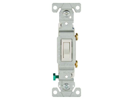 Eaton 1301-7W Residential Single Pole Toggle Switch, White Finish