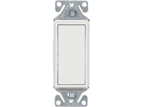 Eaton 7501W Standard Grade Single Pole Decorator Switch, White Finish, 15 Amp