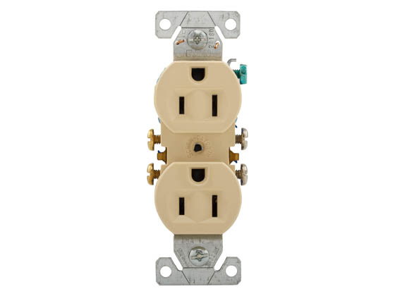 Eaton 270V Residential Grade Two Pole Duplex Receptacle, 15 Amp, Ivory Finish